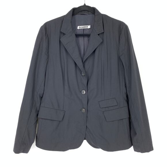 JIL SANDER Women's Size 40 US 10 Button Front Blazer Jacket Long Sleeve Black - Picture 1 of 6